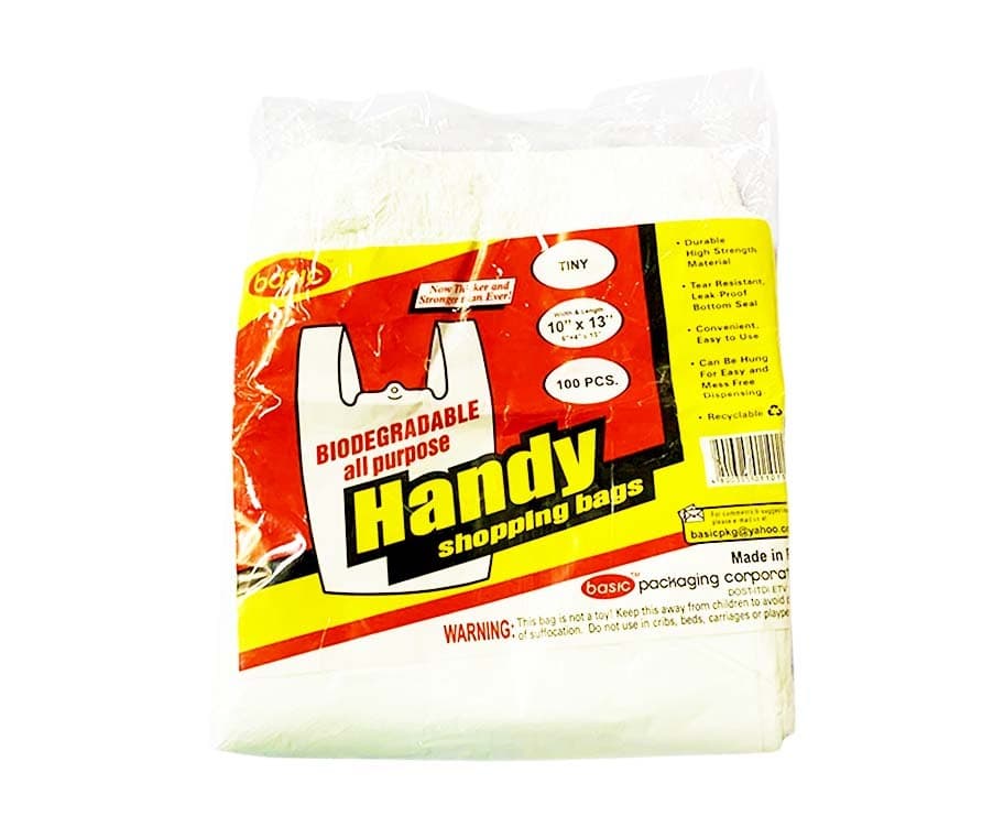 Basic Biodegradable All Purpose Handy Shopping Bags Tiny 10" x 13" 100 Pieces