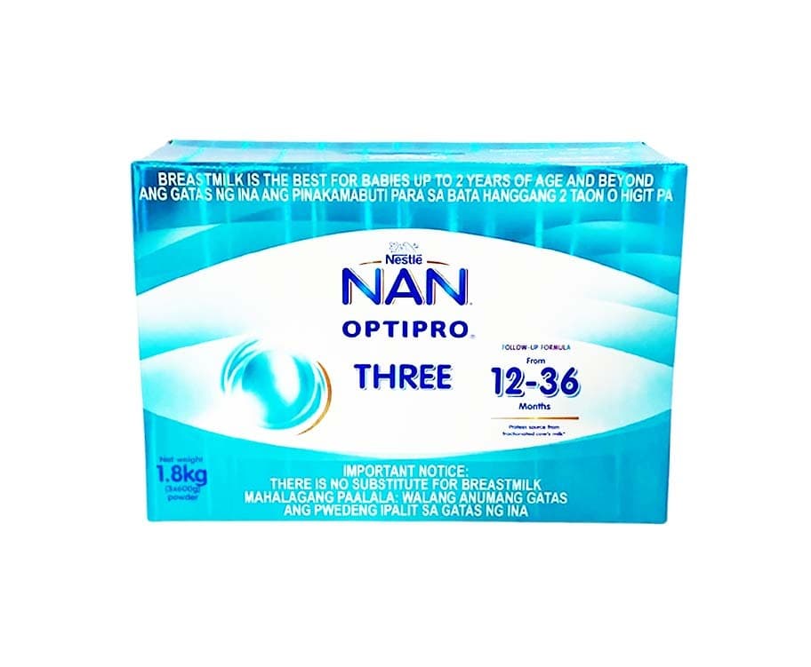 Nestlé NAN OptiPro Three Follow-Up Formula From 12-36 Months Powdered Milk Drink (3 Packs x 600g) 1.8kg
