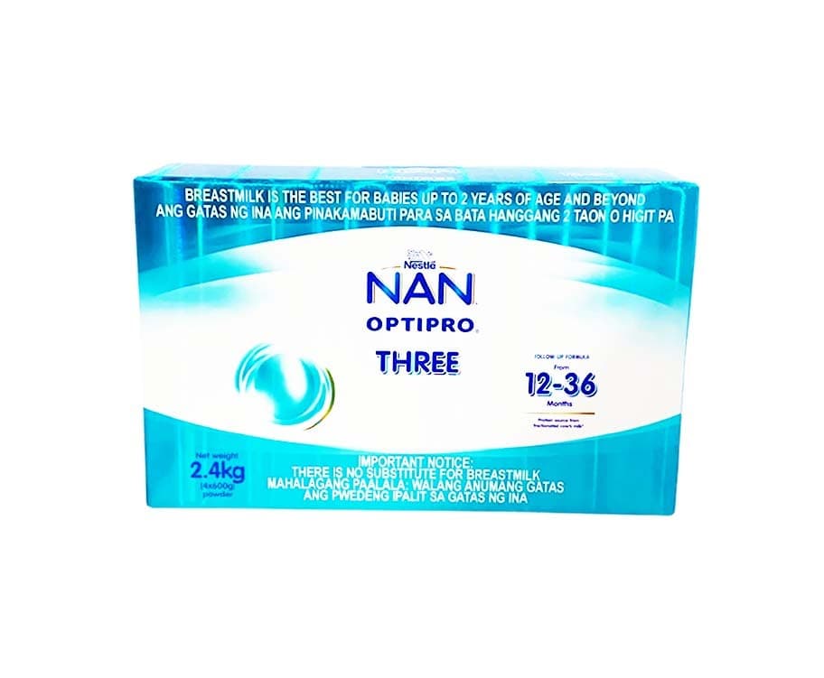 Nestlé NAN OptiPro Three Follow-Up Formula From 12-36 Months Powdered Milk Drink Above 3 Years Old (4 Packs x 600g) 2.4kg