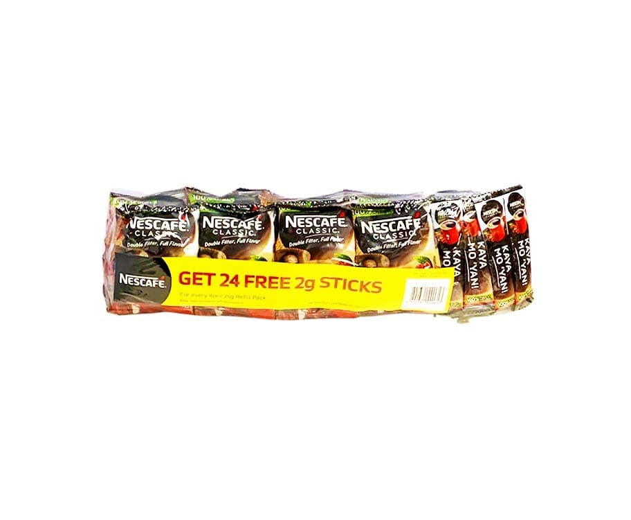 Nescafé Classic Instant Coffee (8 Packs x 25g Refill Pack) + Free Nescafé Classic Instant Coffee (24 Sticks x 2g)