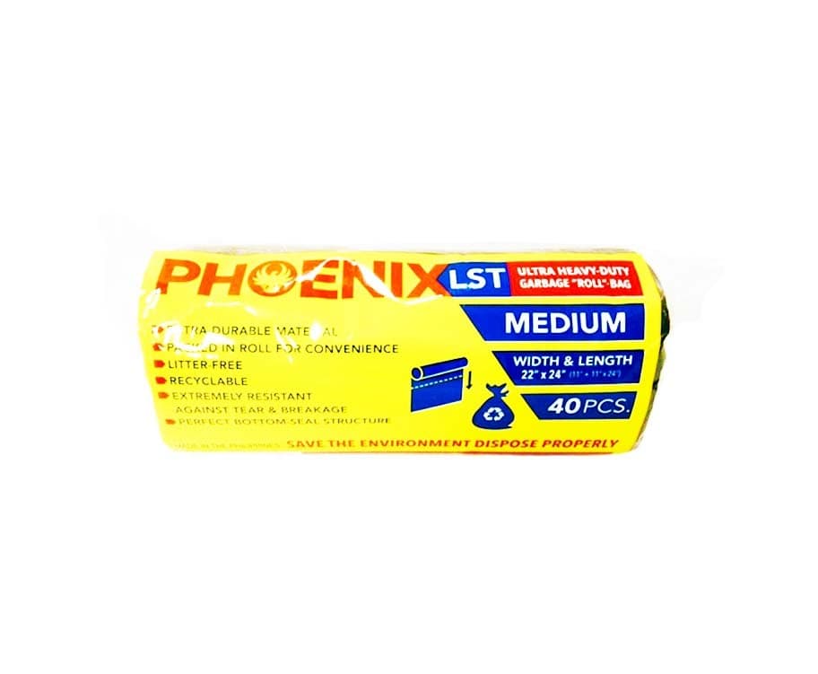 Phoenix LST Ultra Heavy-Duty Garbage "Roll" Bag Black Medium 40 Pieces