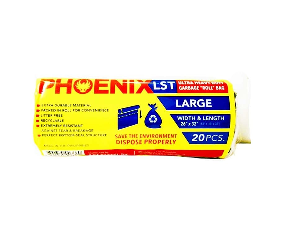Phoenix LST Ultra Heavy-Duty Garbage "Roll" Bag Black Large 20 Pieces