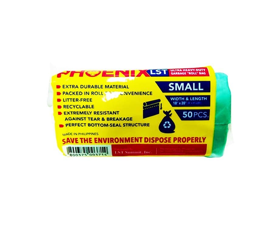 Phoenix LST Ultra Heavy-Duty Garbage "Roll" Bag Small Green 50 Pieces