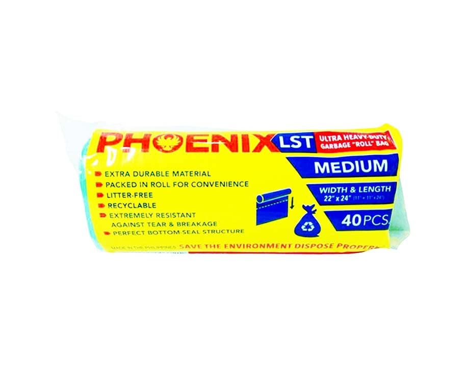 Phoenix LST Ultra Heavy-Duty Garbage "Roll" Bag Green Medium 40 Pieces