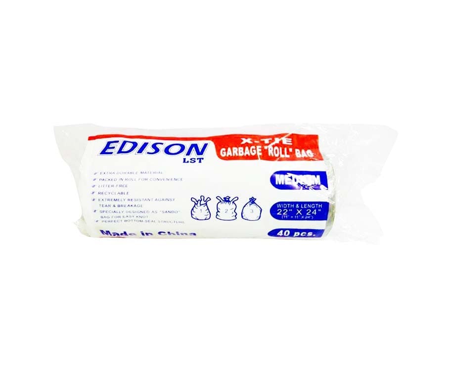 Edison LST X-Tie Garbage "Roll" Bag Lavender Scented Gray Bag Medium 40 Pieces