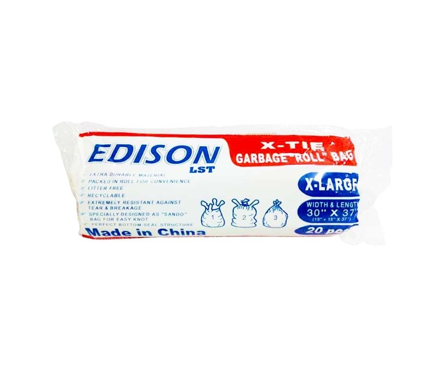 Edison LST X-Tie Garbage "Roll" Bag Lavender Scented Gray Bag X-Large 20 Pieces