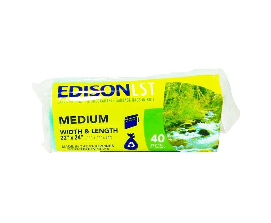 Edison LST Earth Friendly Biodegradable Garbage Bags in Roll Medium 22" x 24" (11" x 11" x 24") 40 Pieces