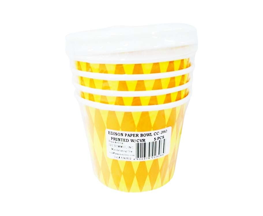 Edison Paper Bowl CC-390 Printed with Cover 5 Pieces