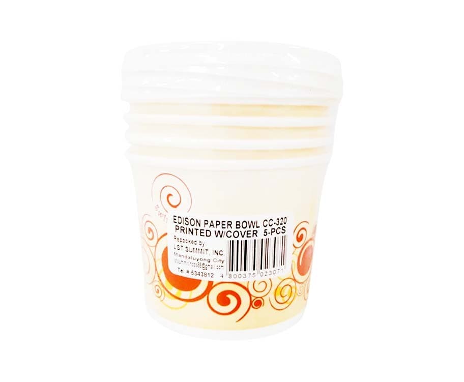 Edison Paper Bowl CC-320 Printed with Cover 5 Pieces