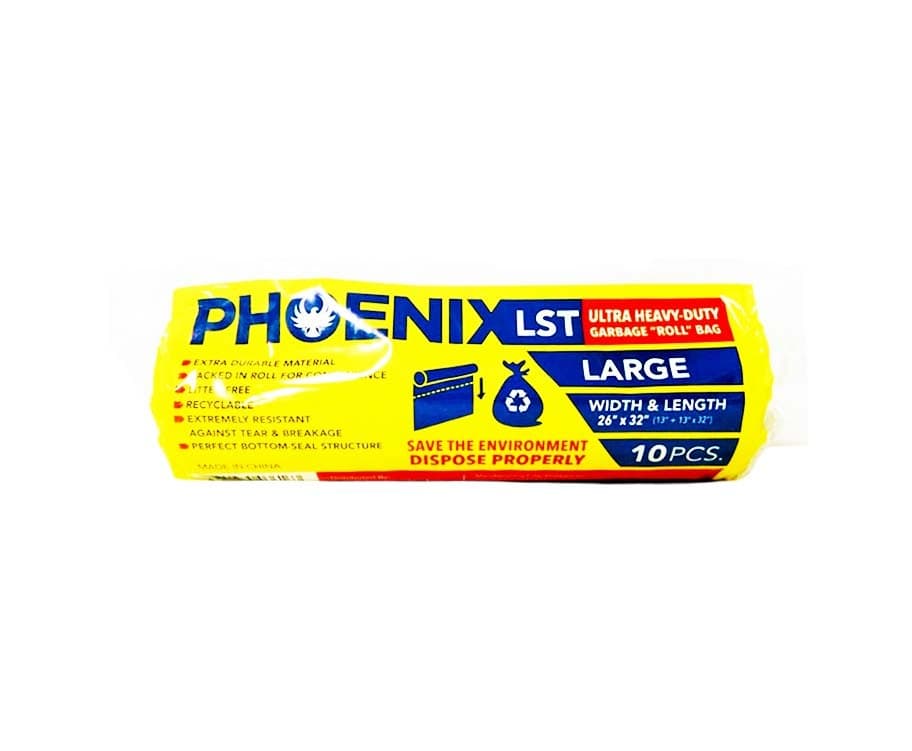 Phoenix LST Ultra Heavy-Duty Garbage "Roll" Bag Black Large 10 Pieces