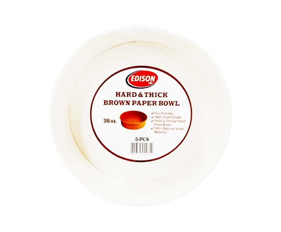 Edison LST Hard & Thick Brown Paper Bowl 26oz 5 Pieces