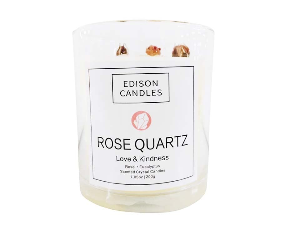 Edison Candles Rose Quartz Love & Kindness Rose Eucalyptus 7.05oz (200g)