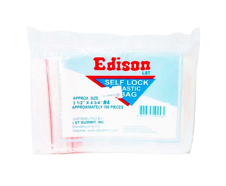Edison LST Self Lock Plastic Bag (3.5" x 4.75") #4 100 Pieces