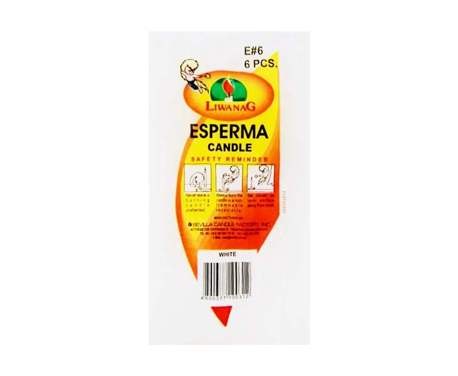Liwanag Esperma Candle White E#6 6 Pieces