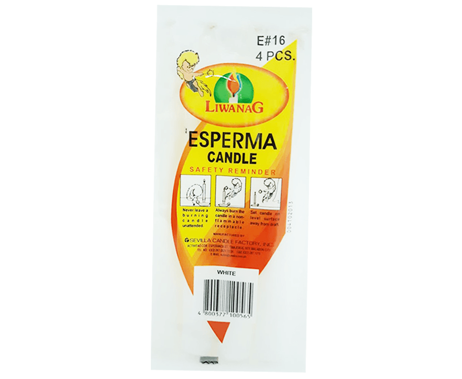 Liwanag Esperma Candle White E#16 4 Pieces