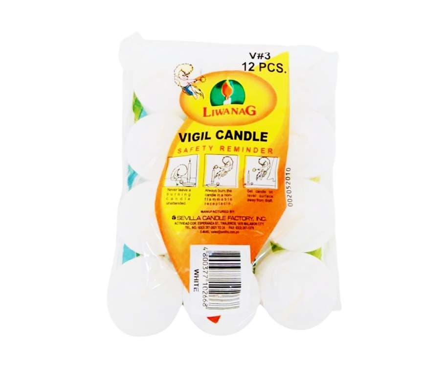 Liwanag Vigil Candle White V#3 12 Pieces