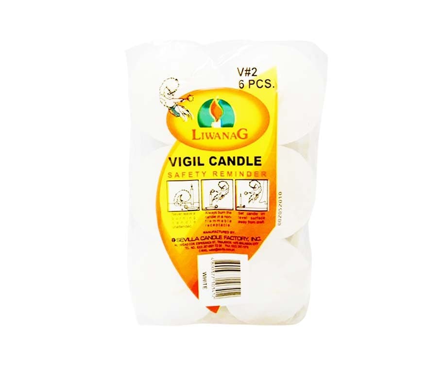 Liwanag Vigil Candle White V#2 6 Pieces