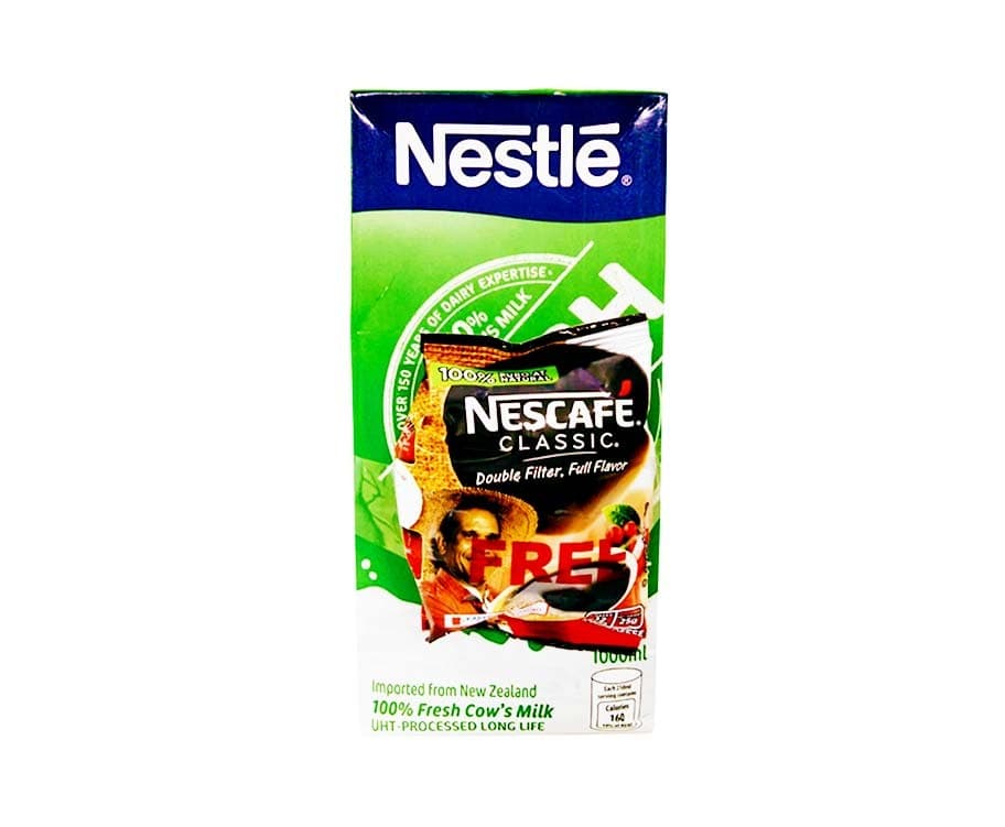 Nestlé Fresh Milk 1L + Free Nescafé Classic Double Filter Full Flavor Instant Coffee 25g