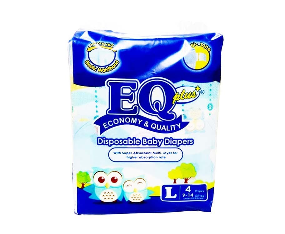 EQ Plus Disposable Baby Diapers Large 9-14kg 4 Pads