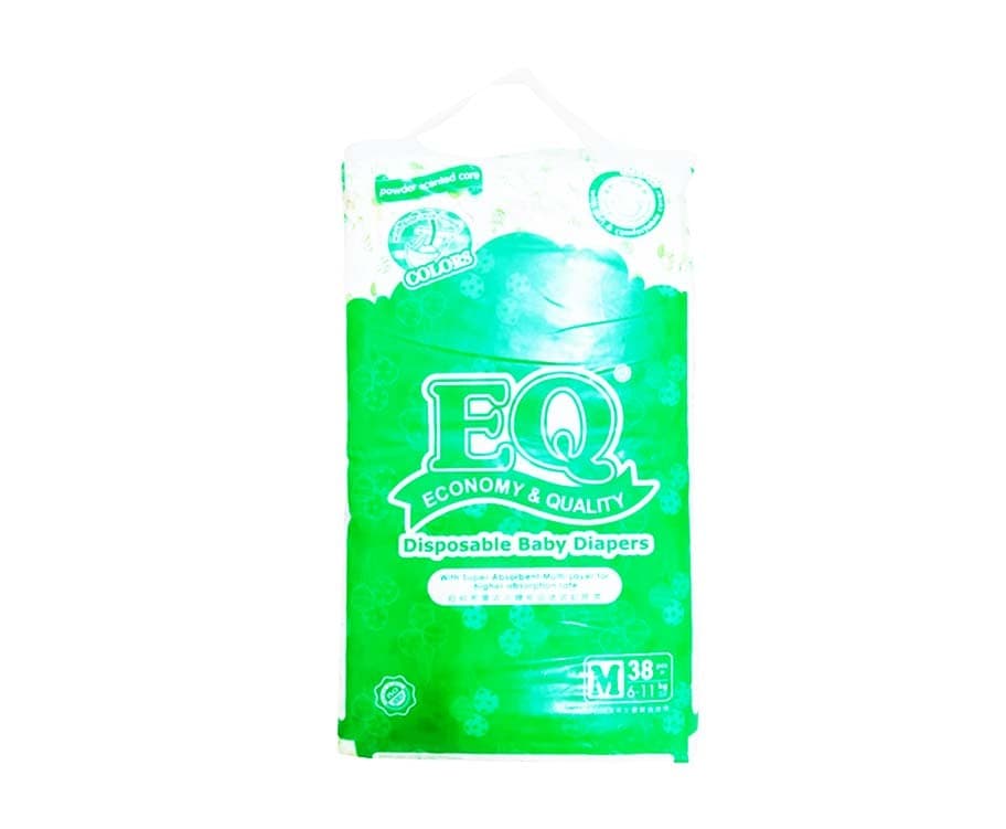 EQ Disposable Baby Diapers Colors Powder Scented Core Medium 38 Pads