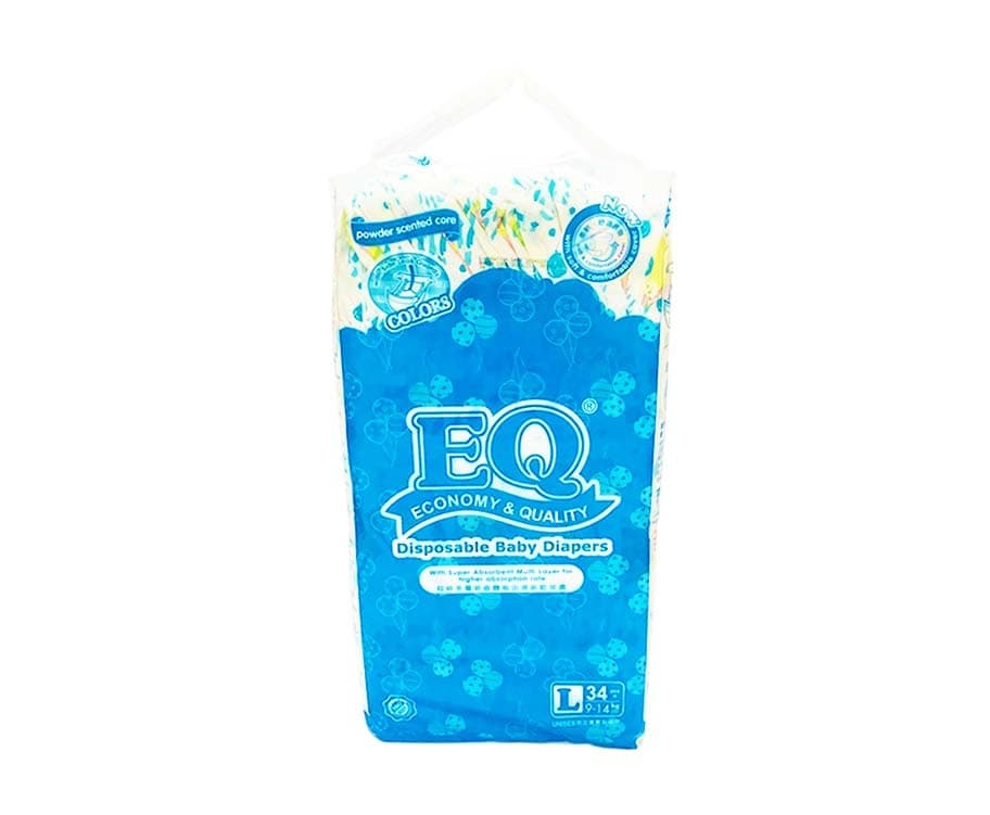 EQ Disposable Baby Diapers Powder Scented Core Large 9-14kg 34 Pads