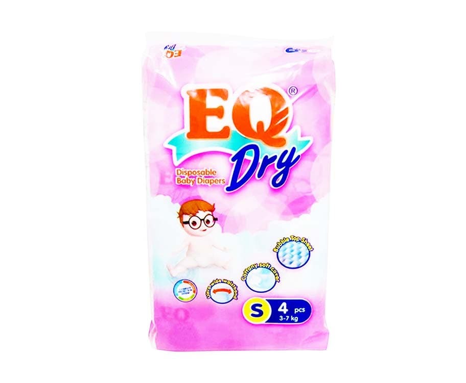 EQ Dry Disposable Baby Diapers Small 3-7kg 4 Pads