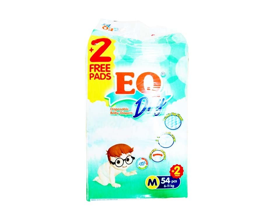 EQ Dry Disposable Baby Diapers Medium 6-11kg 56 Pads