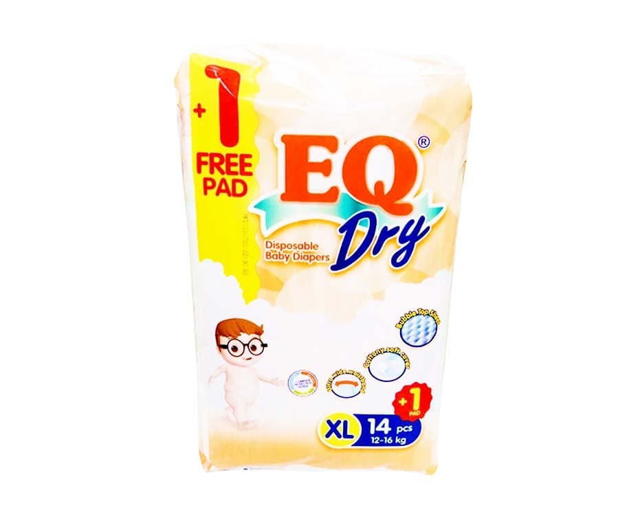 EQ Dry Disposable Baby Diapers XL 12-16kg 15 Pads