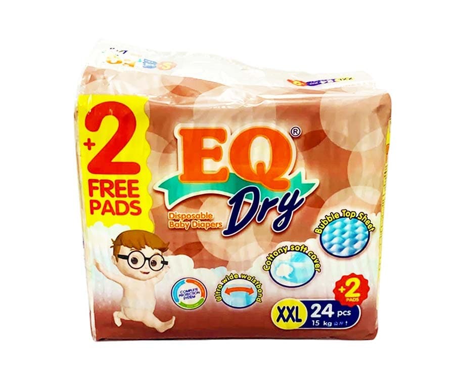 EQ Dry Disposable Baby Diapers XXL over 15kg 24+2 Pads
