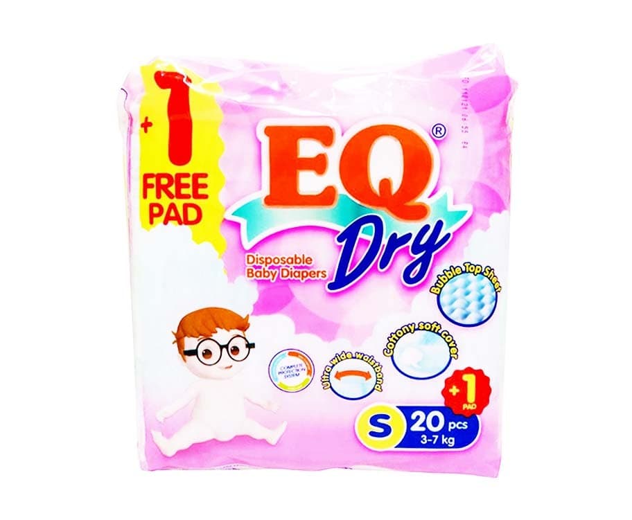EQ Dry Disposable Baby Diapers Small 3-7kg 21 Pads