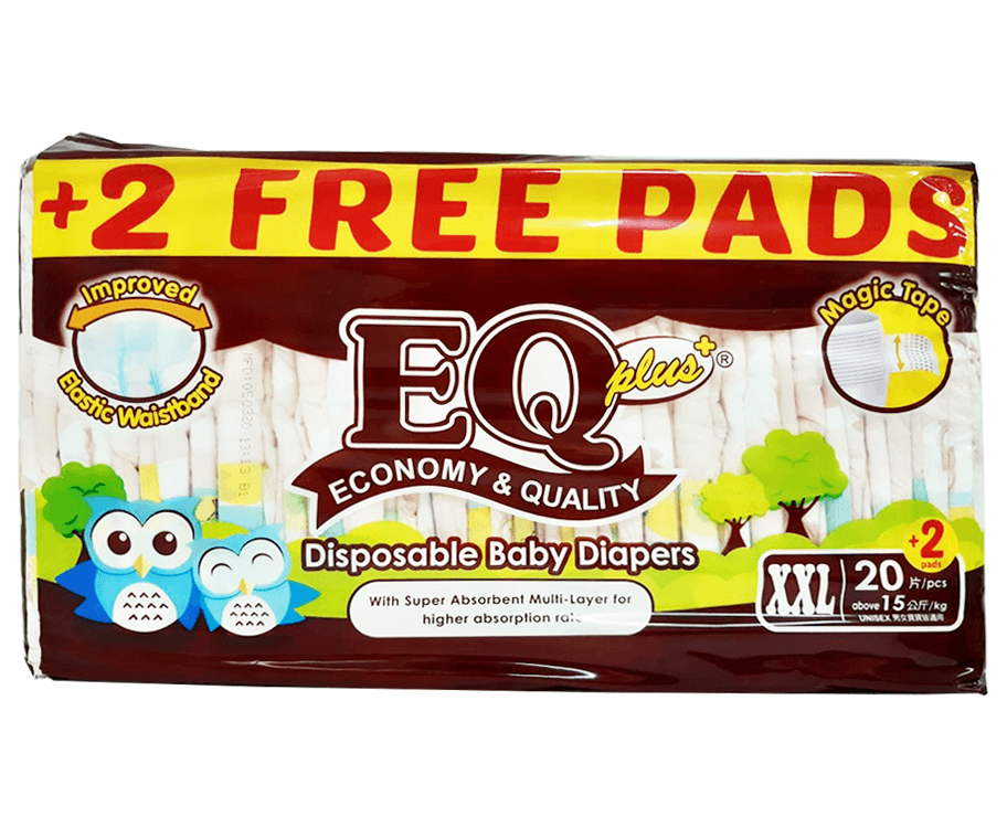 EQ Plus Disposable Baby Diapers XXL over 15kgs 20 +2 Pads