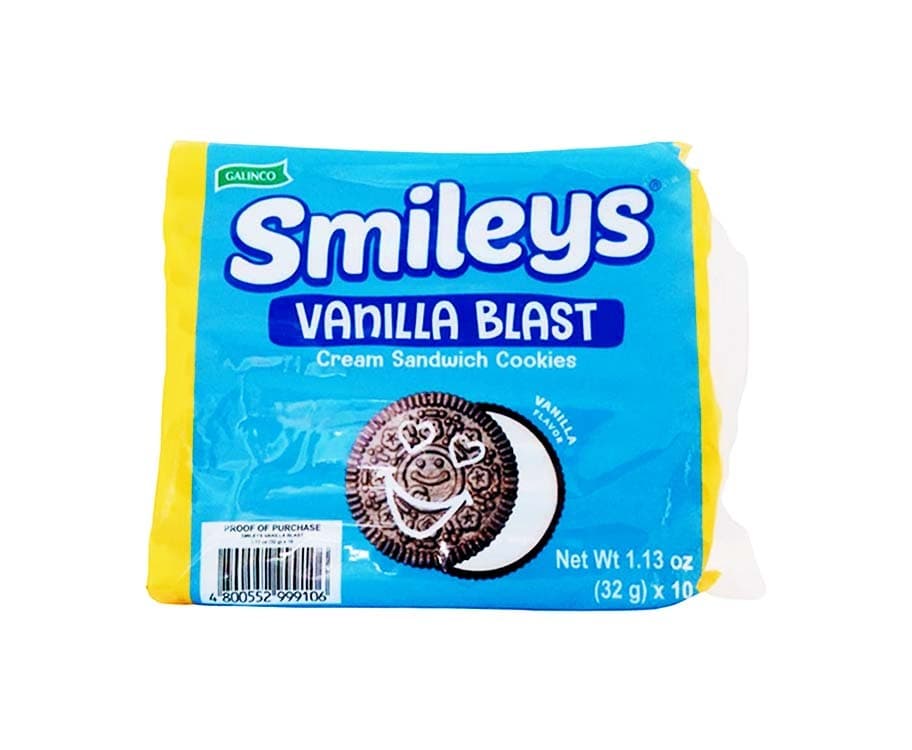 Galinco Smileys Vanilla Blast Cream Sandwich Cookies Vanilla Flavor (10 Packs x 32g) 1.13 Oz