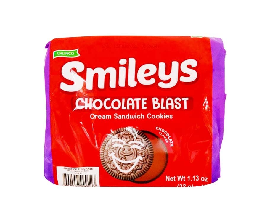 Galinco Smileys Chocolate Blast Cream Sandwich Cookies Chocolate Flavor (10 Packs x 32g) 1.13 Oz