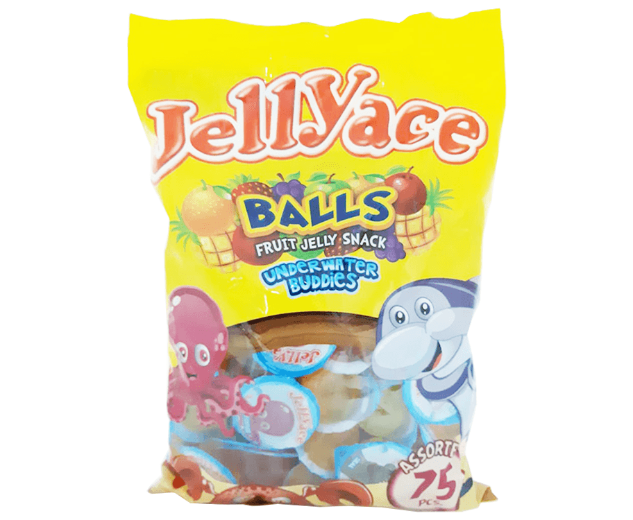 Jellyace Balls Fruit Jelly Snack Underwater Buddies Assorted (75 Packs x 10g)