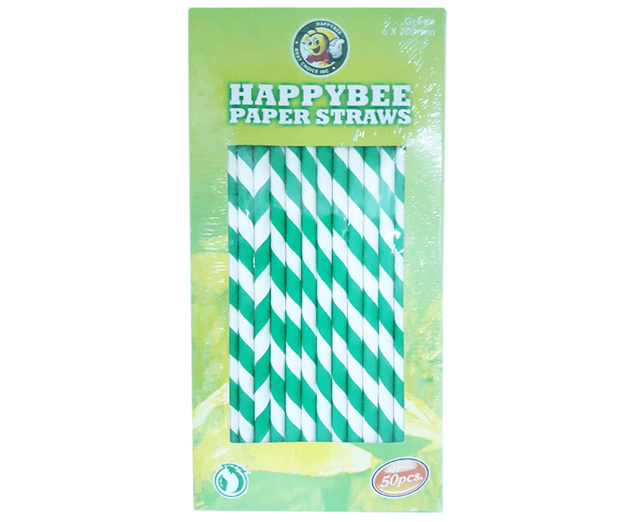 HappyBee Paper Straws Green 6x200mm Approx. 50 Pieces