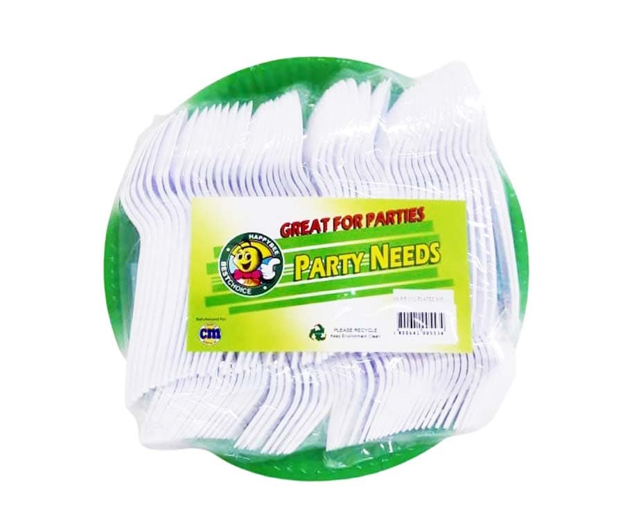 HappyBee Party Set Fork, Spoon, Colored Paper Plates 50 Pieces