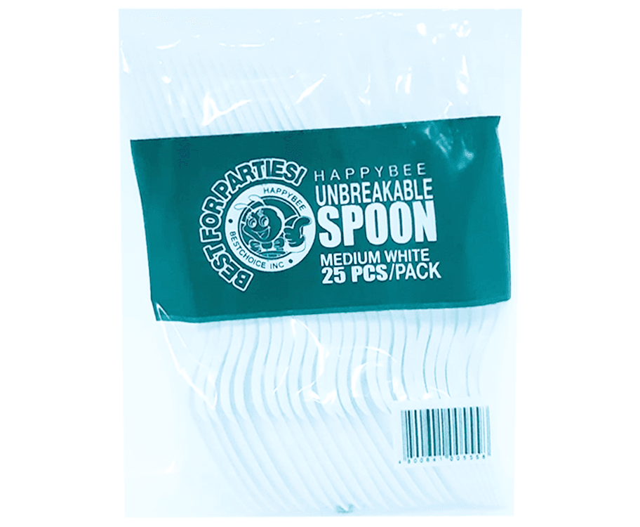 HappyBee Unbreakable Spoon Medium White 25 Pieces