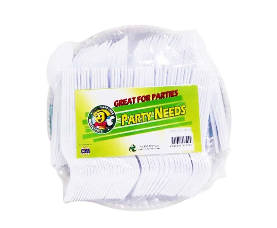 HappyBee Party Set Fork, Spoon, Laminated Paper Plates 50 Pieces