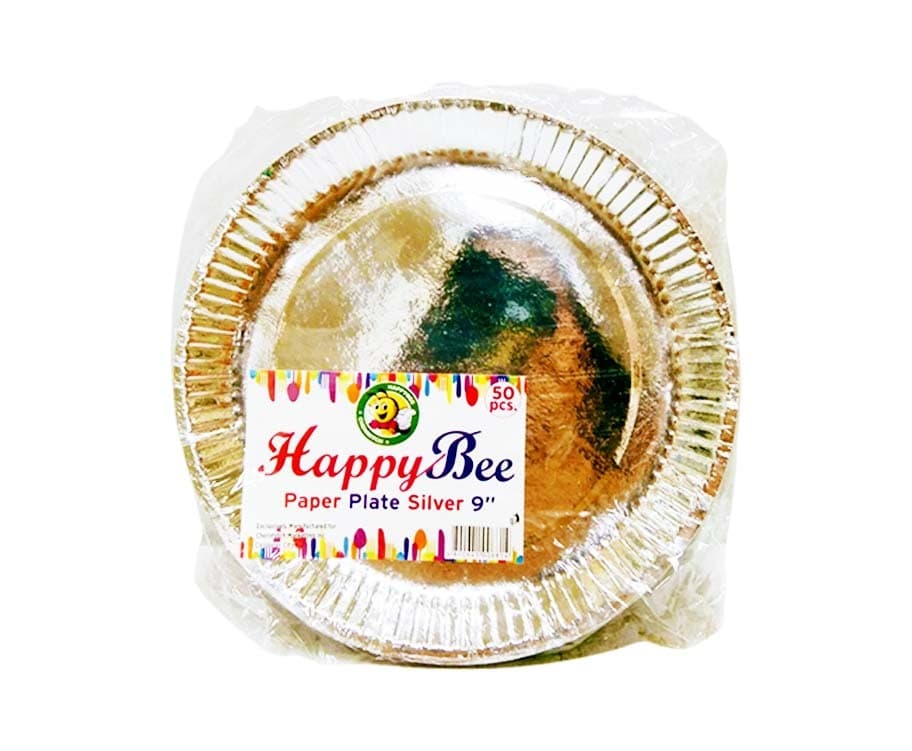 HappyBee Paper Plate Silver 9" 50 Pieces
