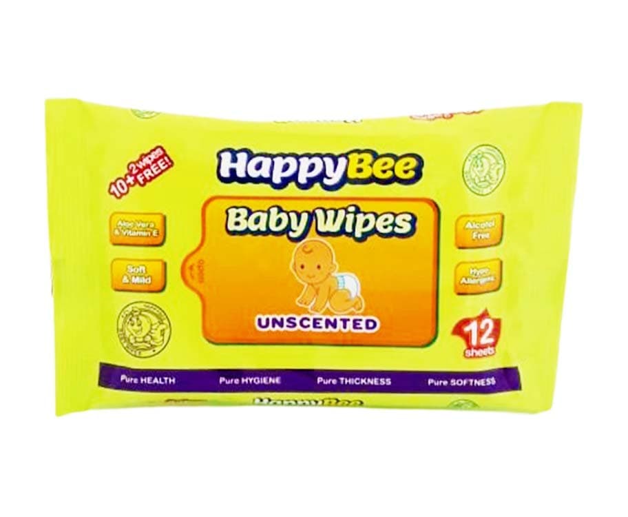HappyBee Baby Wipes Unscented 12 Sheets