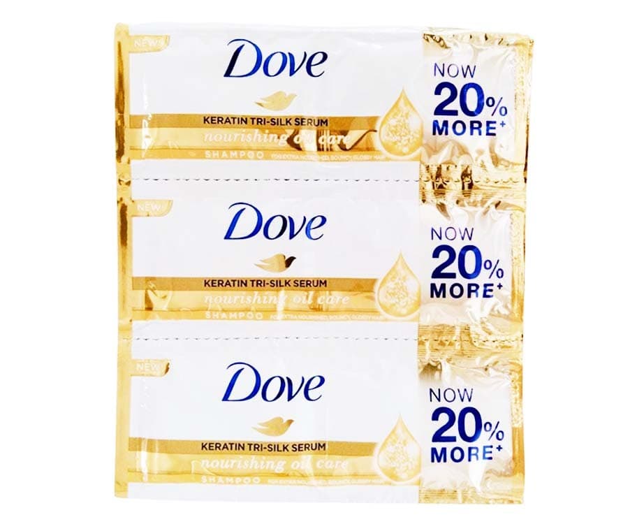 Dove Keratin Tri-Silk Serum Nourishing Oil Care Shampoo (6 Packs x 12mL)