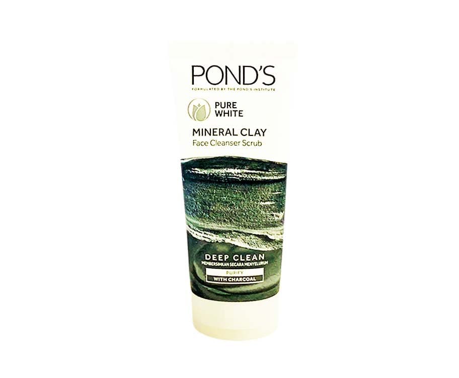 Pond's Pure White Mineral Clay Face Cleanser Scrub Deep Clean Purify with Charcoal 90g