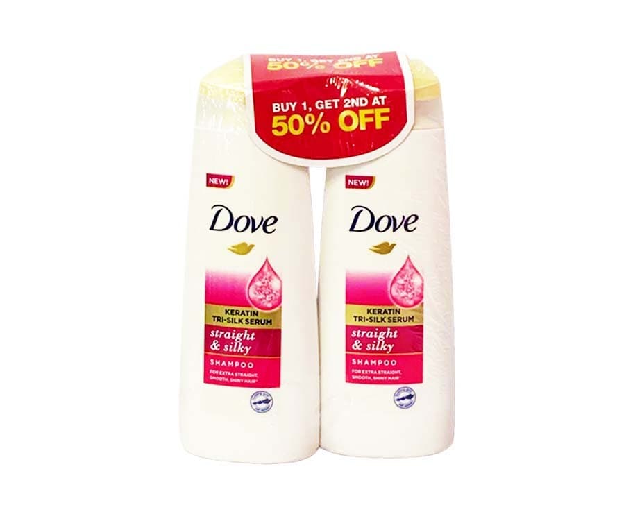 Dove Keratin Tri-Silk Serum Straight & Silky Shampoo (2 Packs x 170mL)