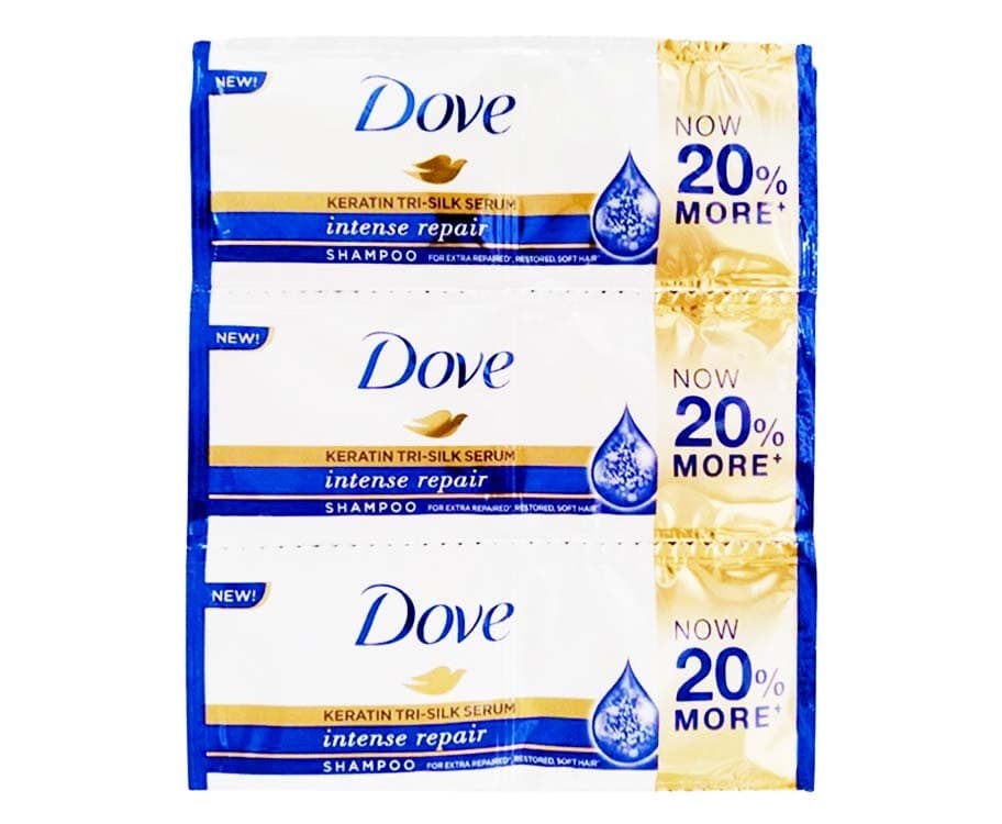 Dove Keratin Tri-Silk Serum Intense Repair Shampoo (6 Packs x 12mL)
