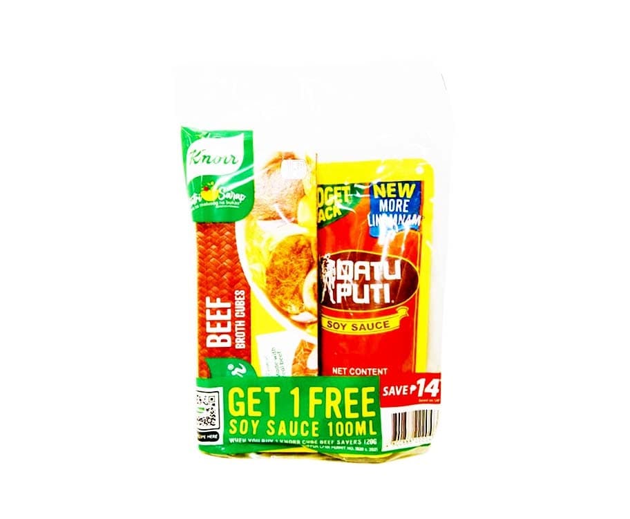 Knorr Beef Broth Cubes (12 Packs x 10g) + Datu Puti Soy Sauce 100mL