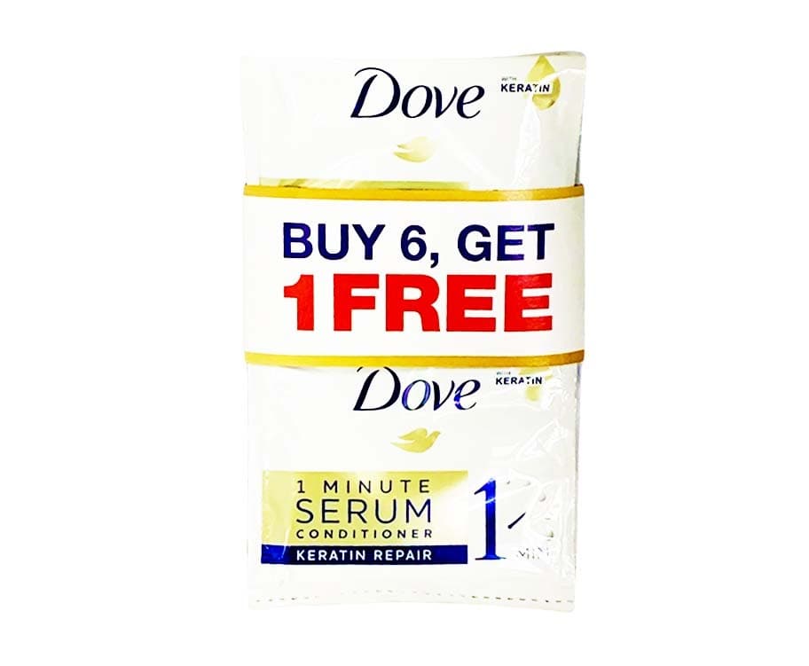 Dove 1 Minute Serum Conditioner Keratin Repair with Keratin (6+1 Packs x 10mL)