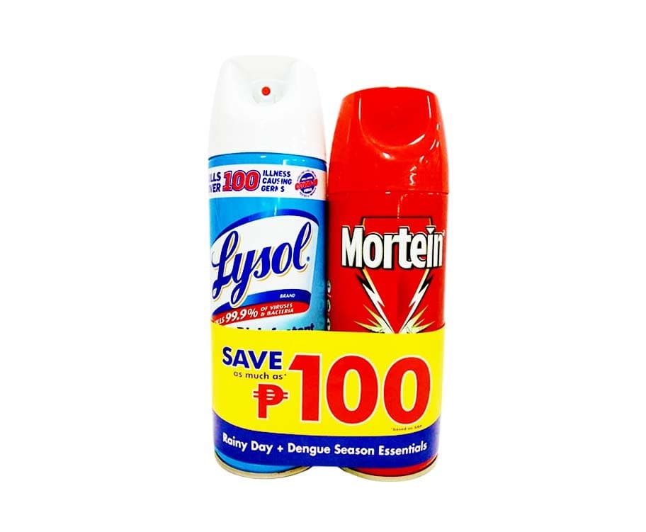 Lysol Disinfectant Spray Crisp Linen Scent 340g + Mortein Multi-Insect Killer Rapid Knockdown NaturGard 250mL