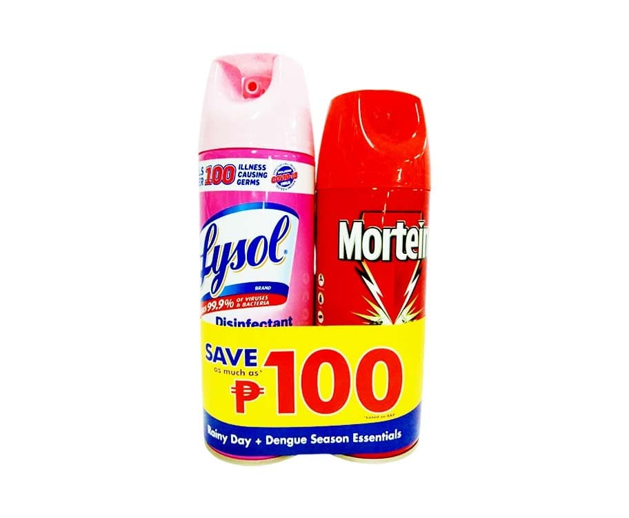 Lysol Disinfectant Spray Fresh Blossom 340g + Mortein Multi-Insect Killer Rapid Knockdown NaturGard 250mL