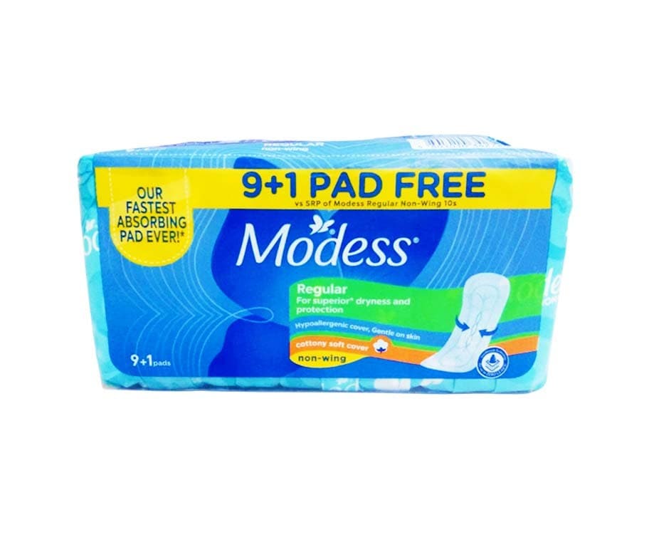 Modess Regular Cottony Soft Cover Non-Wing (9 + 1 Pads)