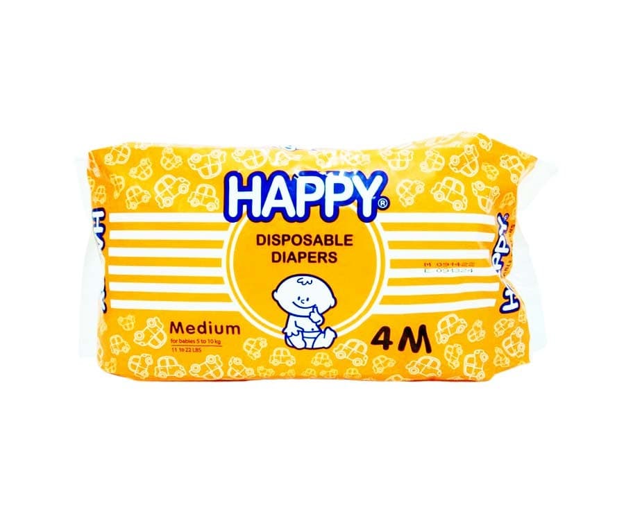 Happy Disposable Diapers Medium For Babies (5-10kg/ 11-22lbs) 4 Pads